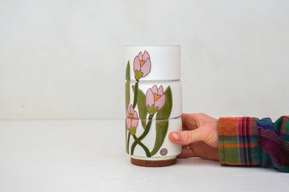 Pink Crocus Stacker cups in Bone
