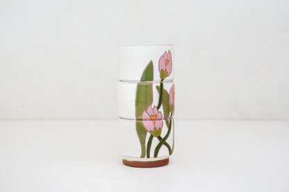 Pink Crocus Stacker cups in Bone