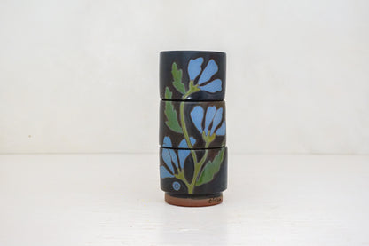 Dancing flowers blue Stacker cups in Darby