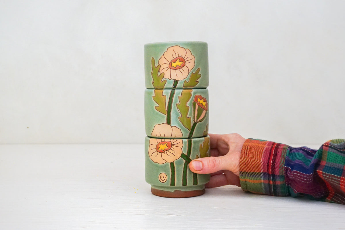 Poppy Stacker cups in Sage