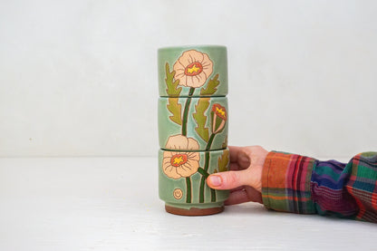 Poppy Stacker cups in Sage