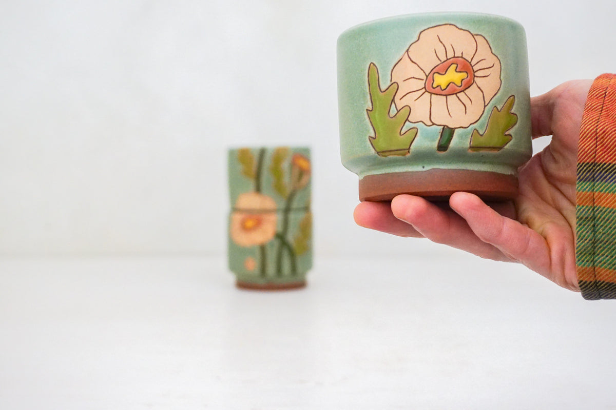 Poppy Stacker cups in Sage