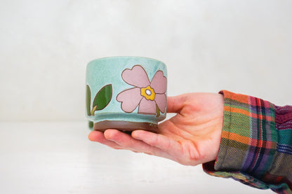 Pink Wild Rose Stacker cups in Lake
