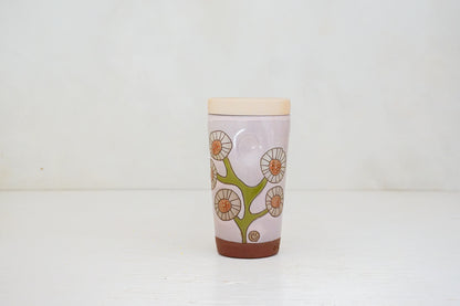 SILVER Circle Flower Travel Cup in Pink