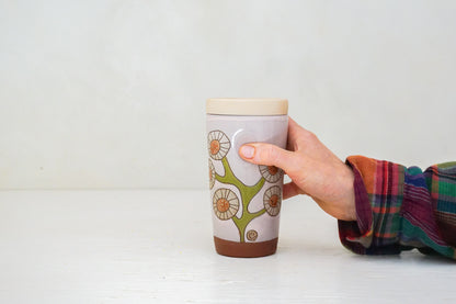SILVER Circle Flower Travel Cup in Pink
