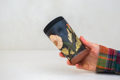 GOLD Poppy Flower Travel Cup in Darby