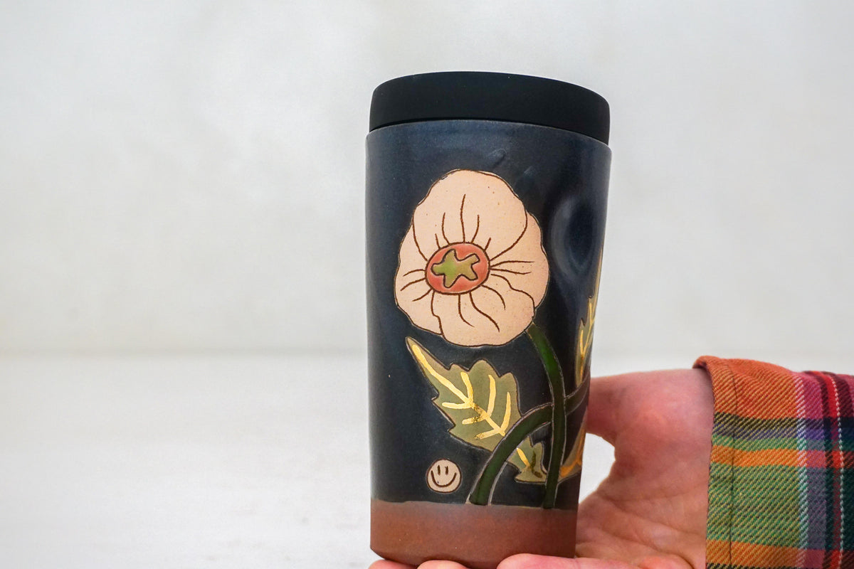 GOLD Poppy Flower Travel Cup in Darby
