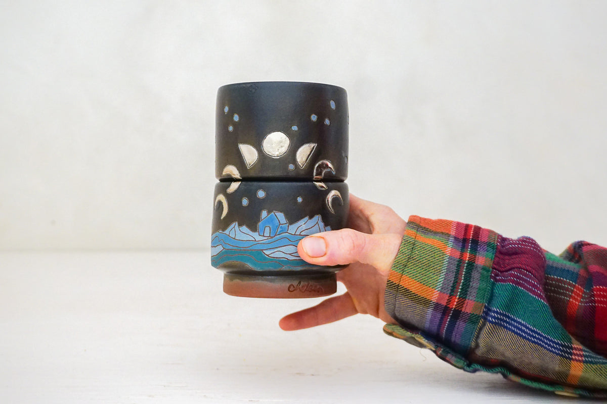 Moon Phase house stacker cups in Darby*