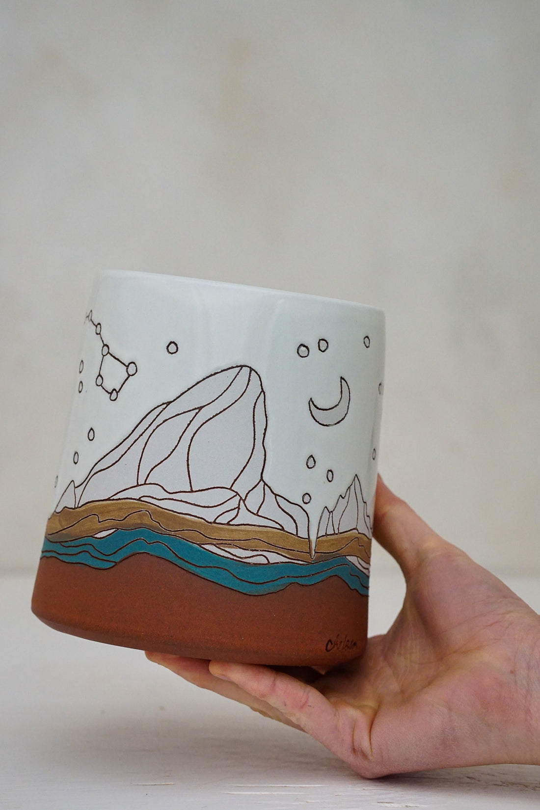 E Teton Moon Dipper Utensil holder / Vase in White