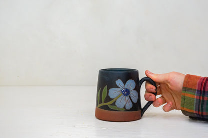 SILVER blue flower OG mug in Darby