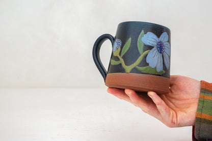 SILVER blue flower OG mug in Darby