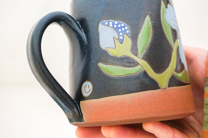SILVER blue flower OG mug in Darby
