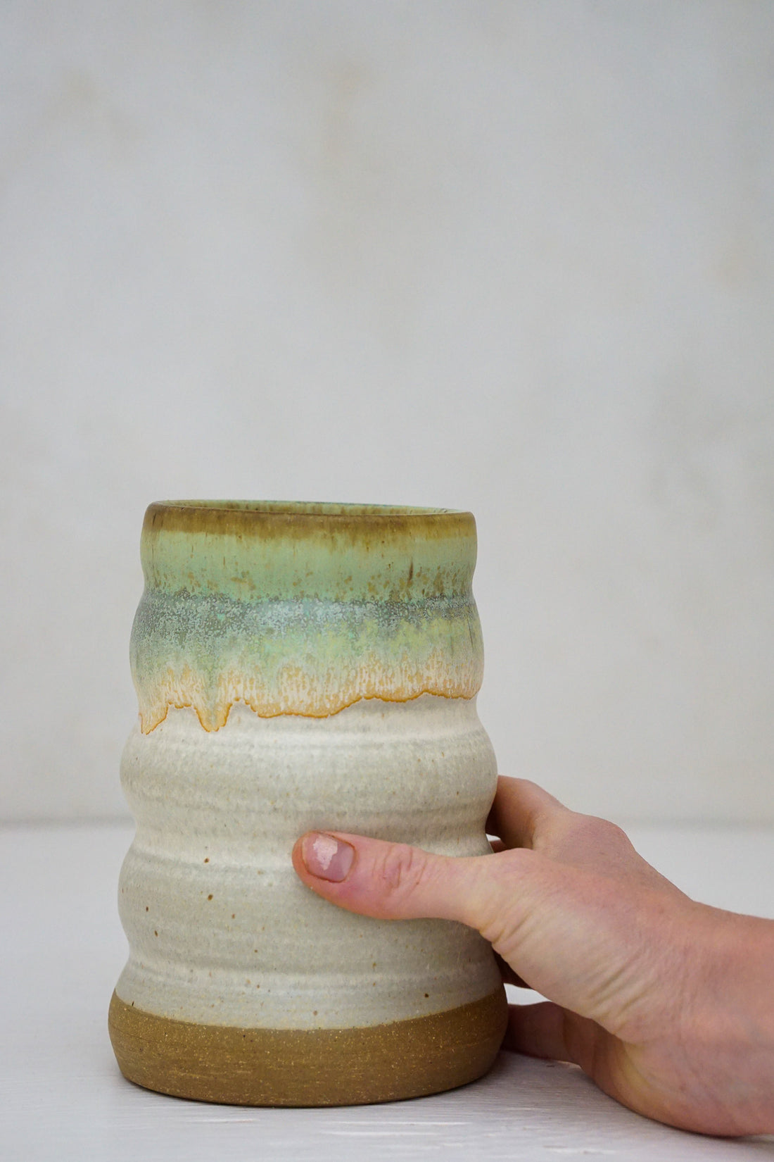 Rippled Vase in Limestone and Geyser