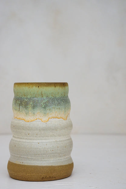 Rippled Vase in Limestone and Geyser