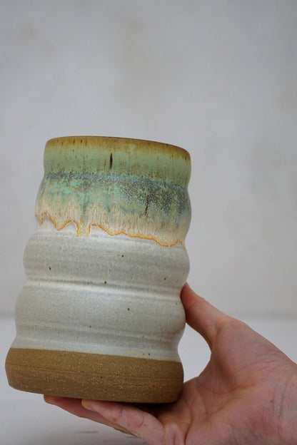 Rippled Vase in Limestone and Geyser