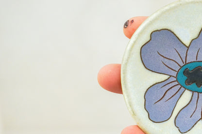 Purple Flower Ring dish in Bone