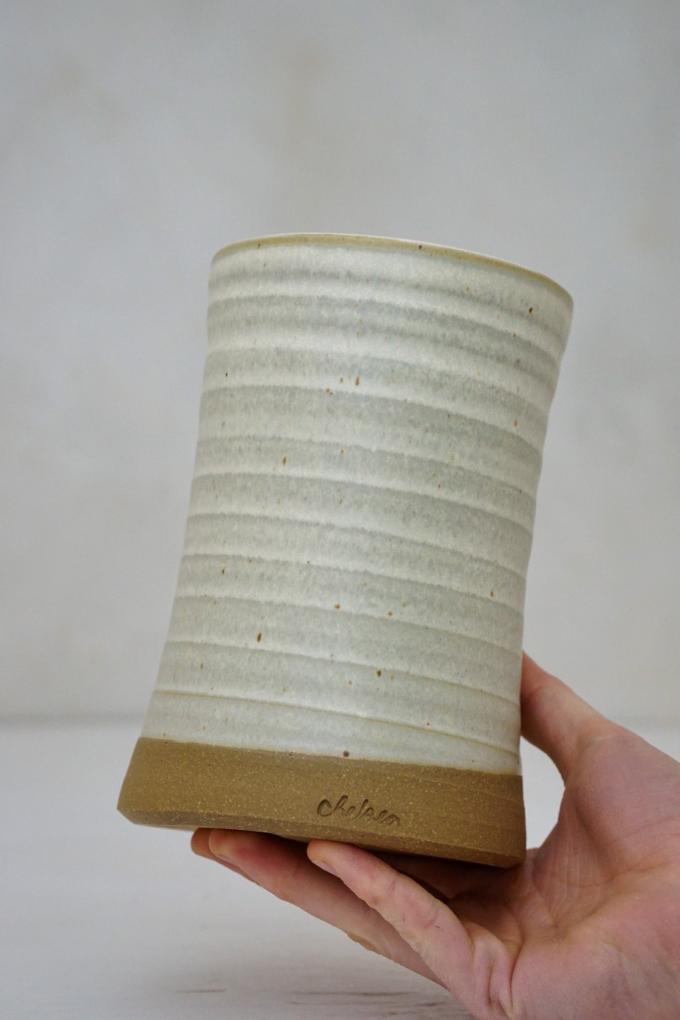 Slight Curved Vase in Limstone