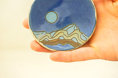 SILVER Mountain Moon Ring dish in Flax
