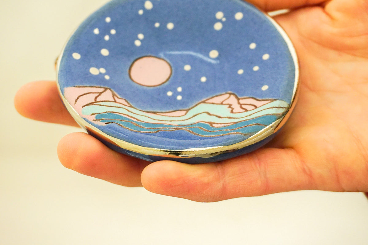 SILVER Mountain Stars Ring dish in Flax