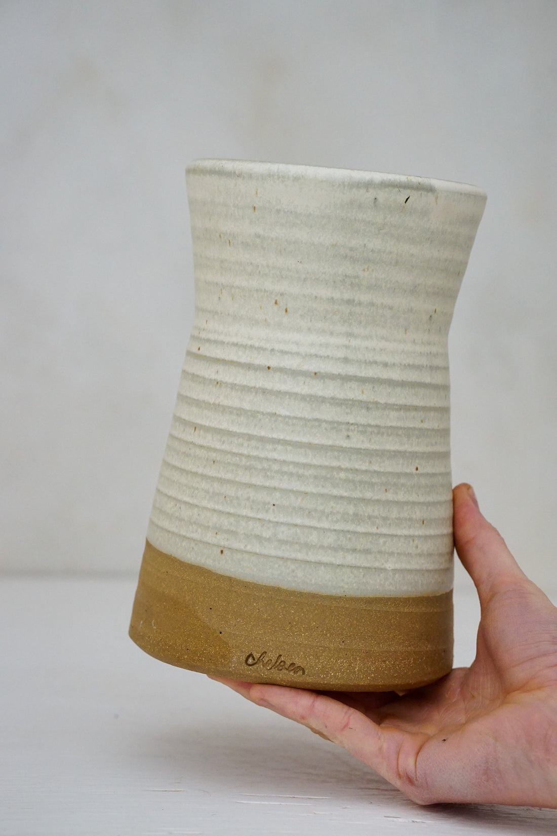 Slope Vase in Limestone