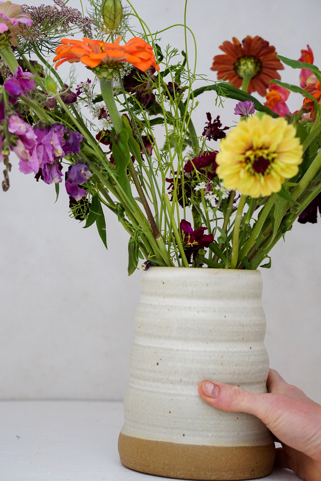 Rippled Vase in Limestone