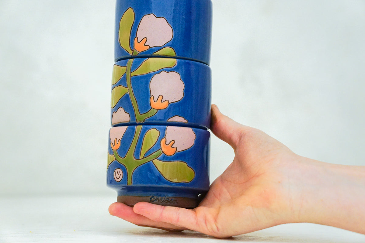 Happy Flowers Stackers in Flax