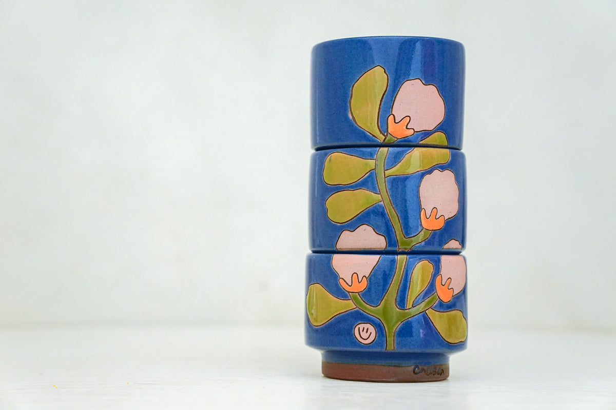 Happy Flowers Stackers in Flax