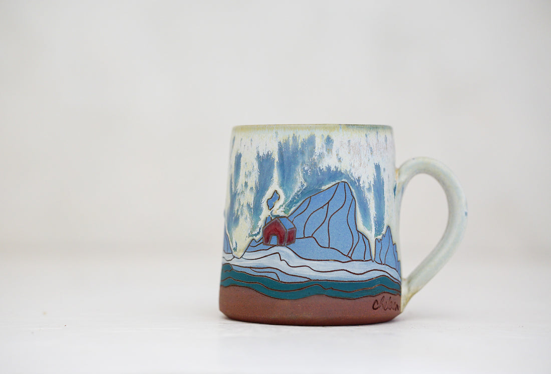 E Teton red home mug in Bone and Speck