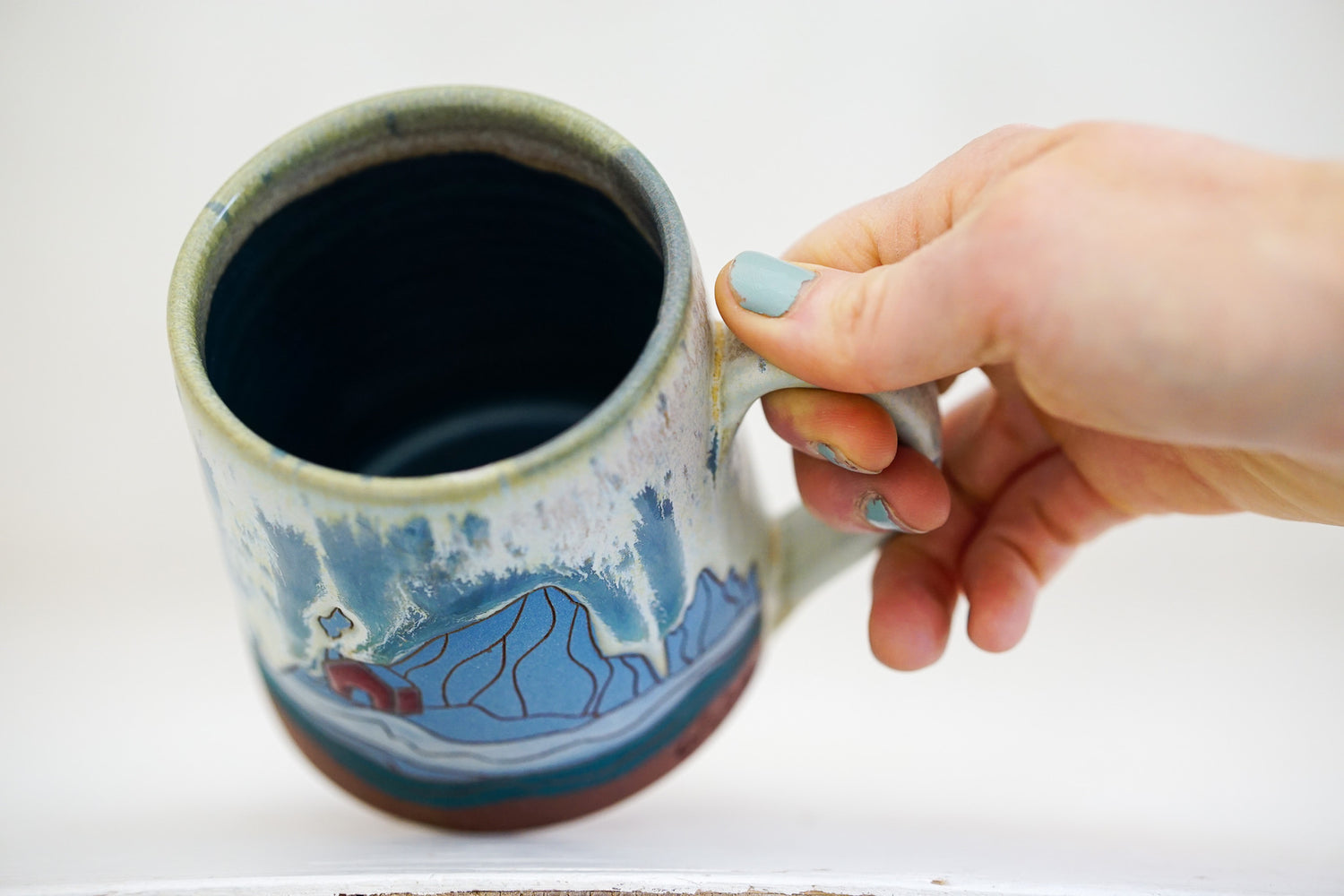 E Teton red home mug in Bone and Speck