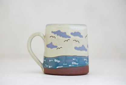Waves roll in mug in Bone