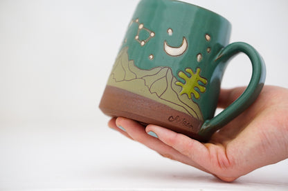 Mtn Dipper moon mug in Kali Forest