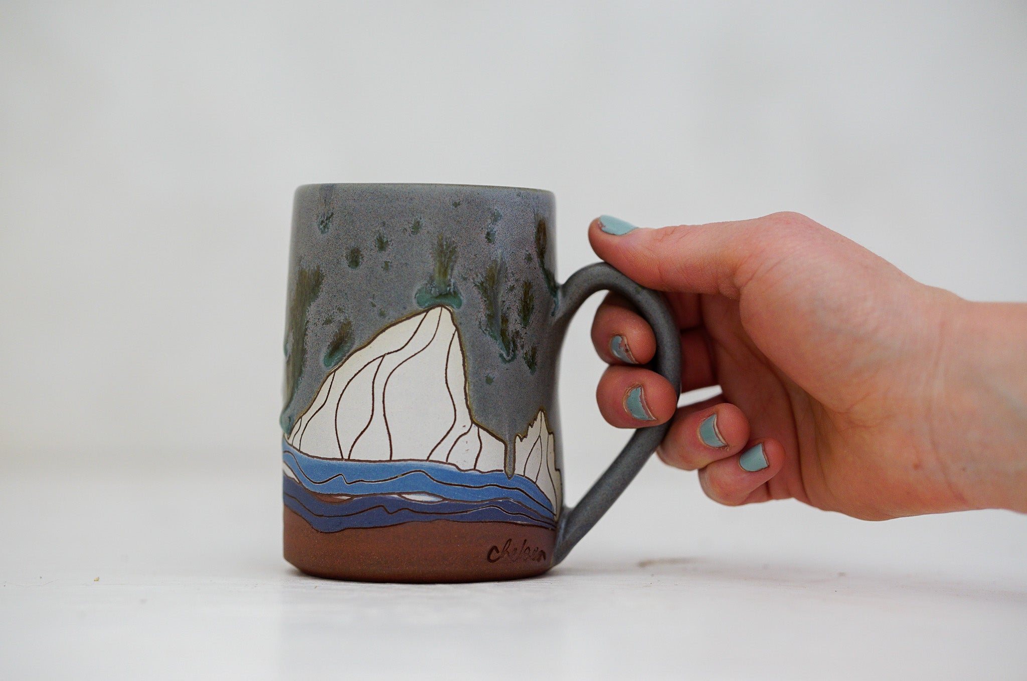 E Teton Tall-ish mug in Stone &amp; Speck