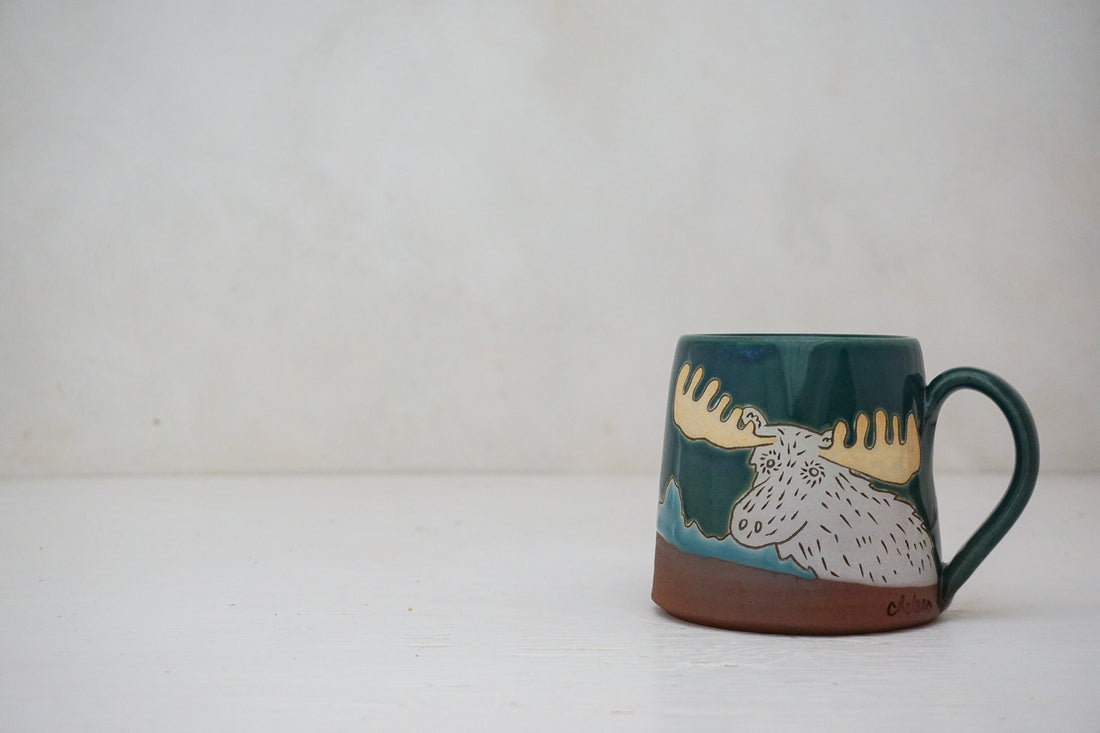 W Teton Moose mug in Huckleberry