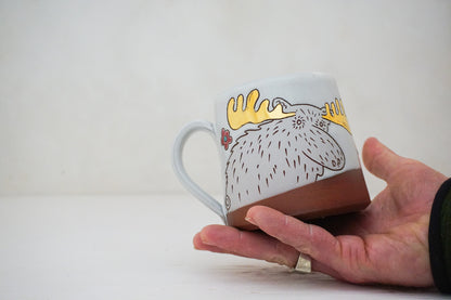GOLD Moose flower mug in White