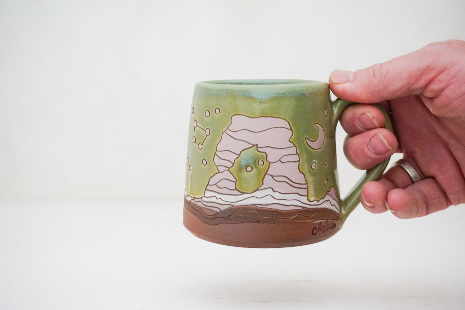 Arches dipper moon mug in Sage