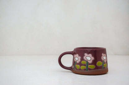 Flower short mug in Mulberry