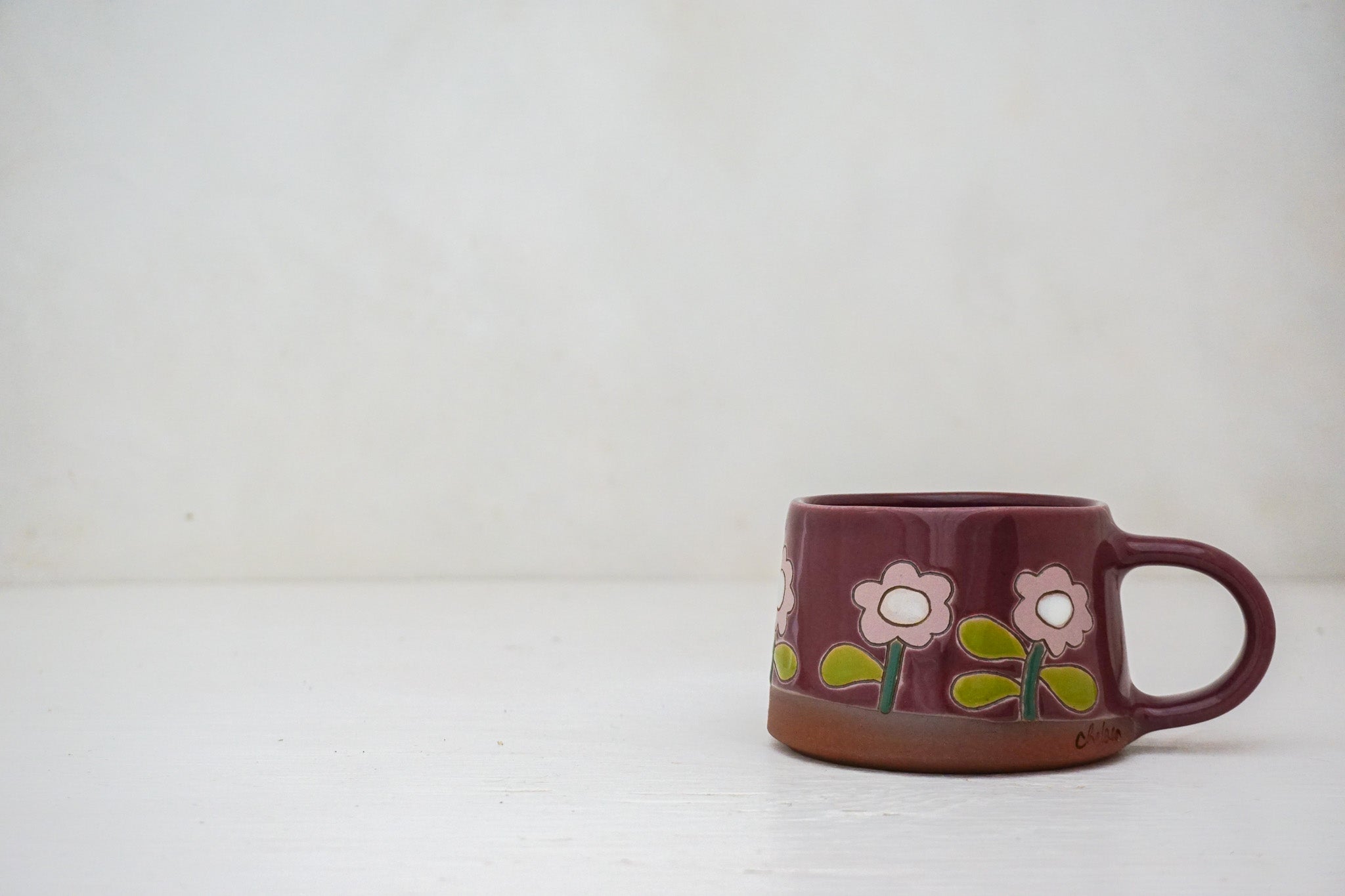 Flower short mug in Mulberry