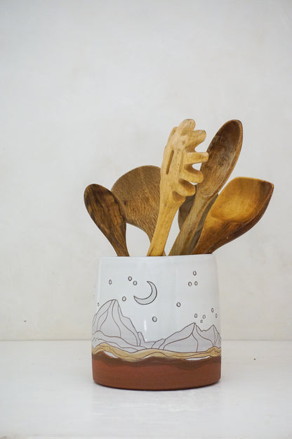Mtn Night Utensil Holder in White