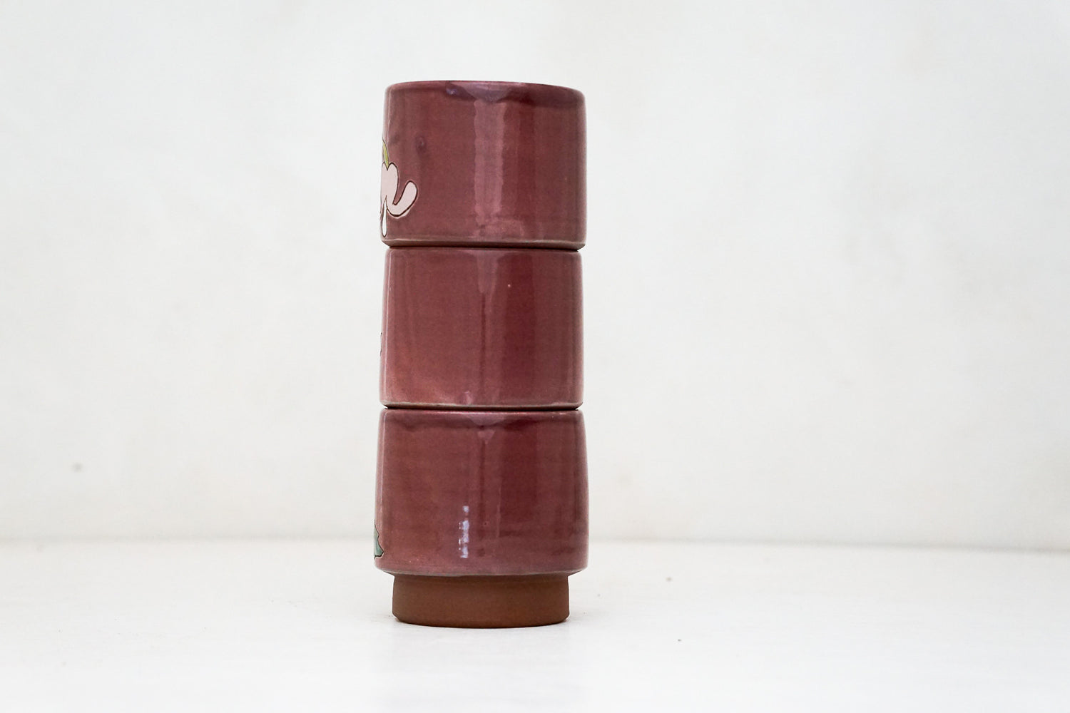 Bleeding Heart Stacker Cups in Claret