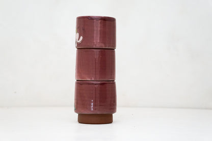 Bleeding Heart Stacker Cups in Claret