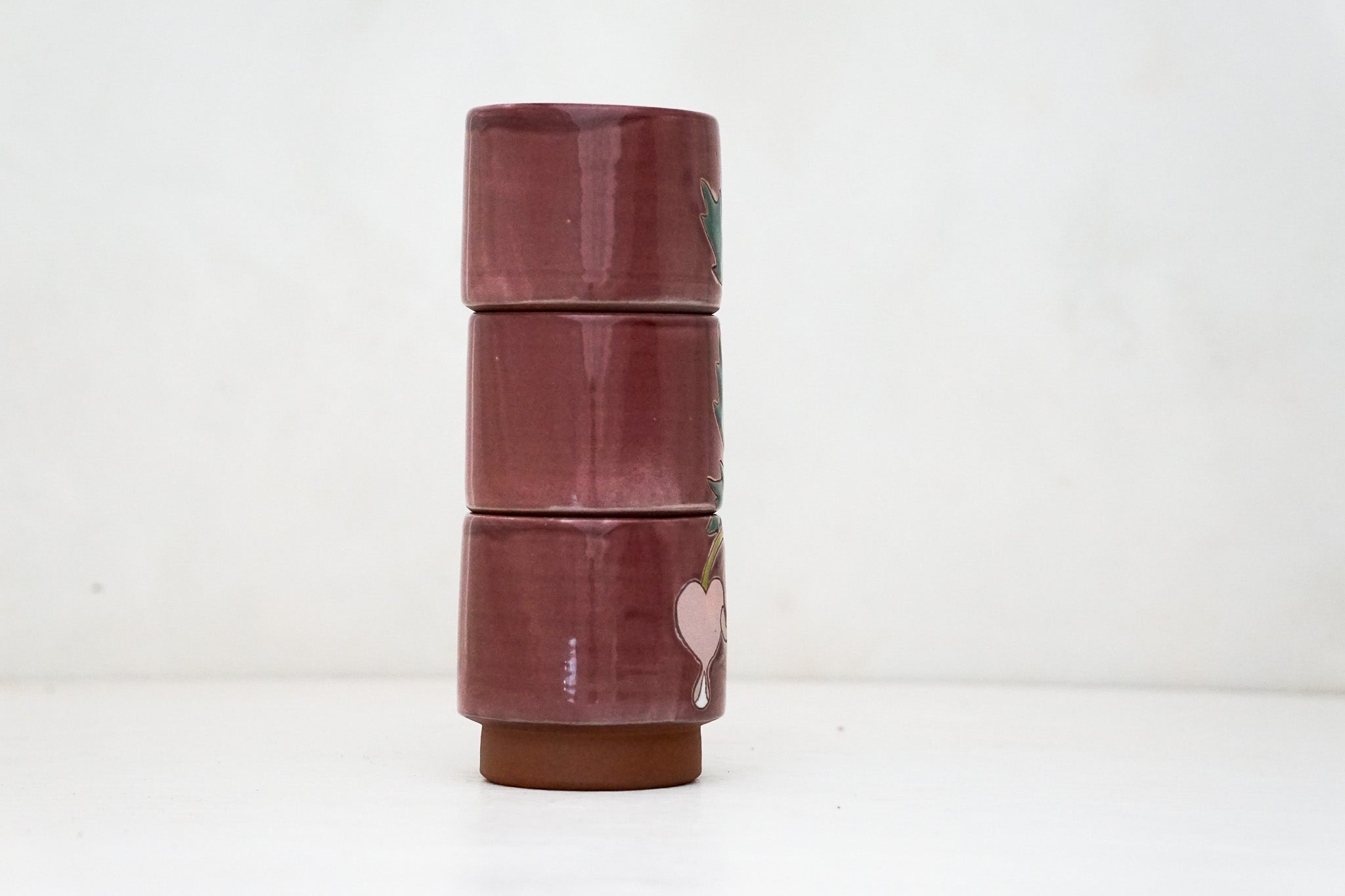 Bleeding Heart Stacker Cups in Claret