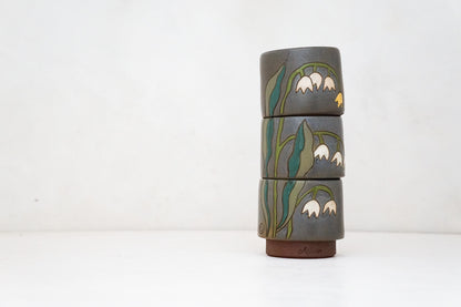Lily of the Valley Stacker Cups in Stone