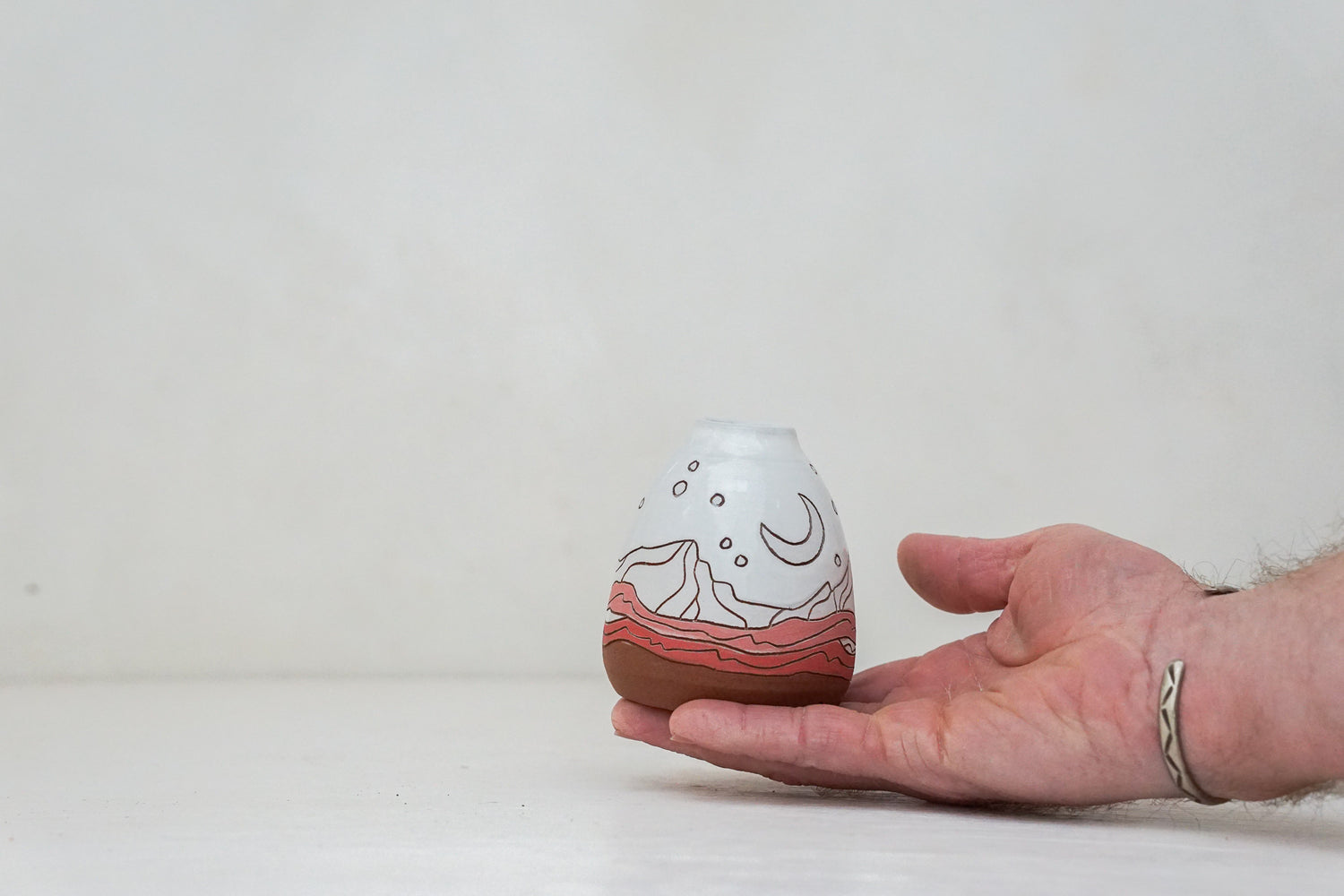 Mtn moon Bud vase in white