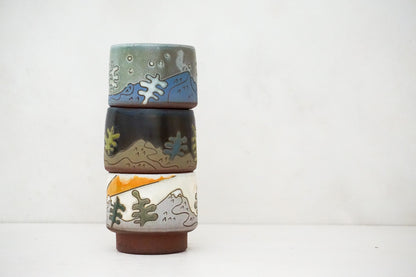 Mountain stacker cups in Bone, Darby, Sage