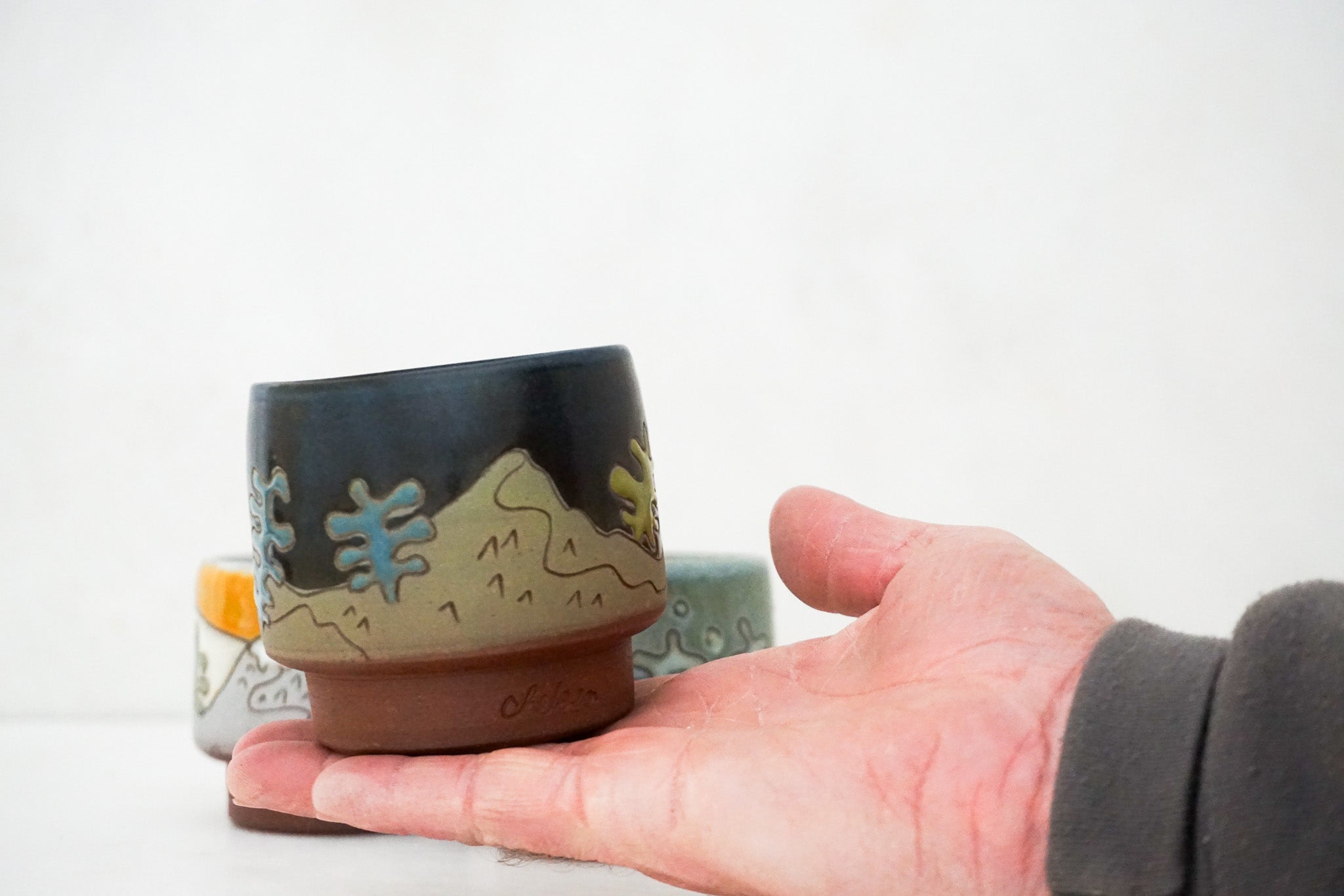 Mountain stacker cups in Bone, Darby, Sage