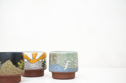 Mountain stacker cups in Bone, Darby, Sage