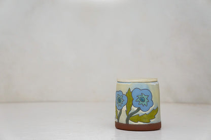 Blue Flower Jar in Bone
