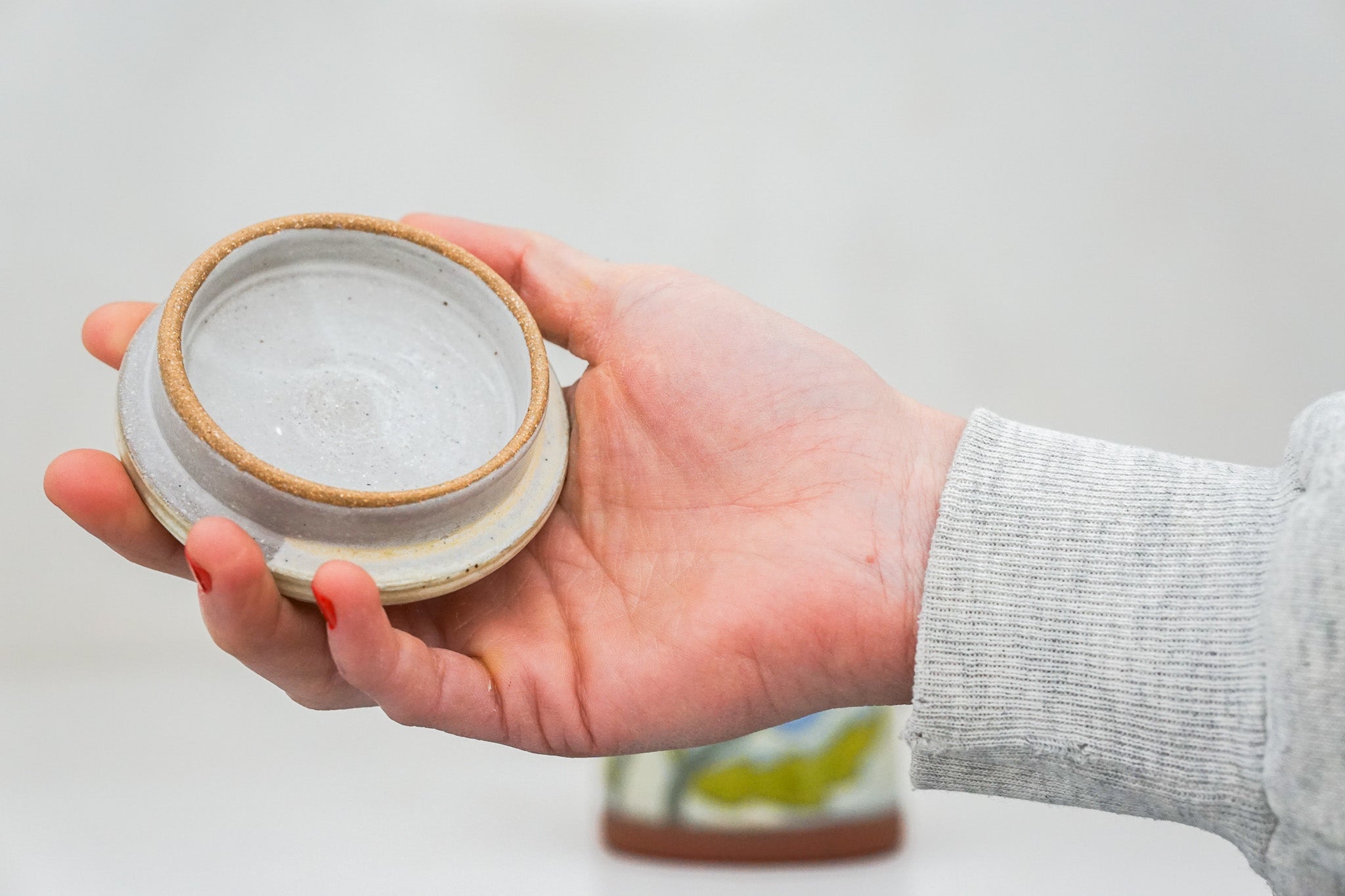 Blue Flower Jar in Bone