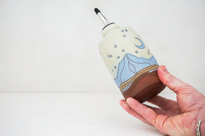 Blue Mtn Stars Olive Oil Bottle in Bone