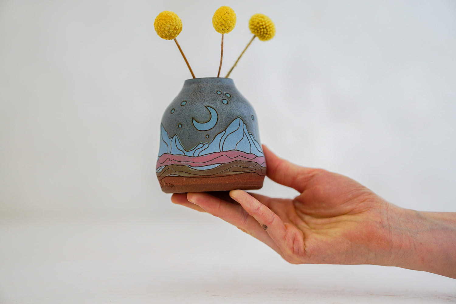 Mtn Blues night Budvase in Stone